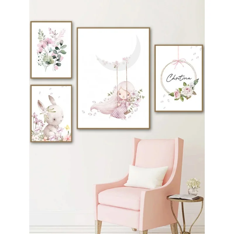 Resin Art Flowers - Nordic Cartoon Aesthetics Wall Art Pink