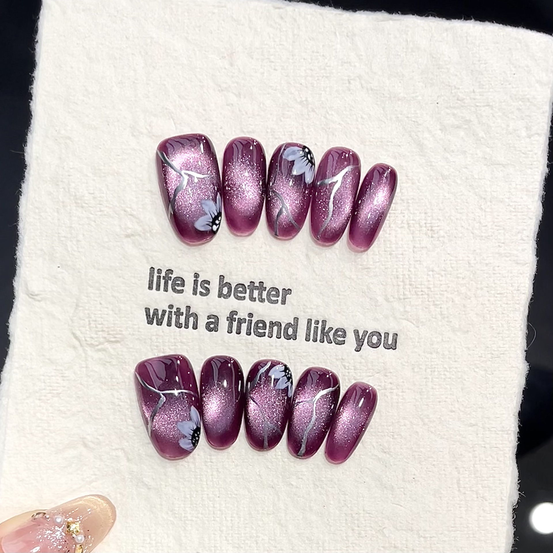Resin Art Flowers - 10pcs Handmade Pressed Oval Nail Art,