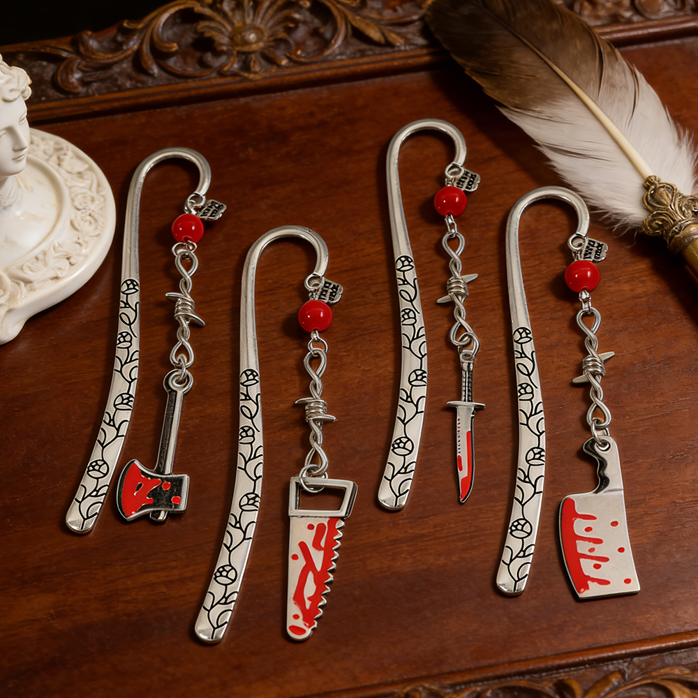 Resin Art Bookmark - Horror Bloody Knife Bookmarks Spooky Book