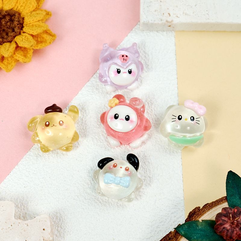 Resin Art Case - 20PCS Glow-in-the-dark Resin Cabochons, Round Chubby