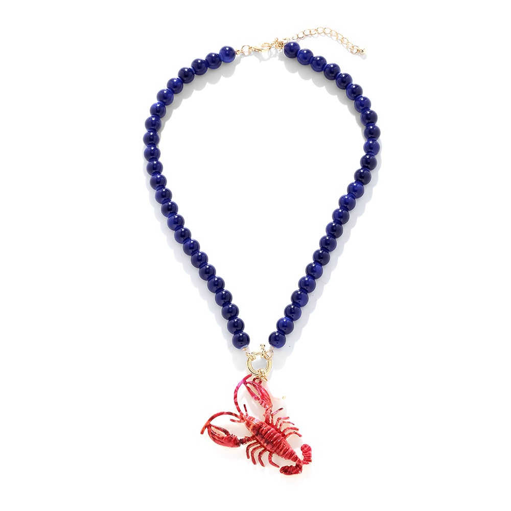 Resin Art Beach Theme - New Bohemian Lobster Bead Necklace Ocean