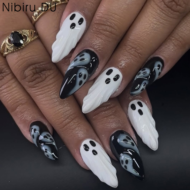 Resin Art Case - 30pcs 2025 Halloween Almond Shape Scary
