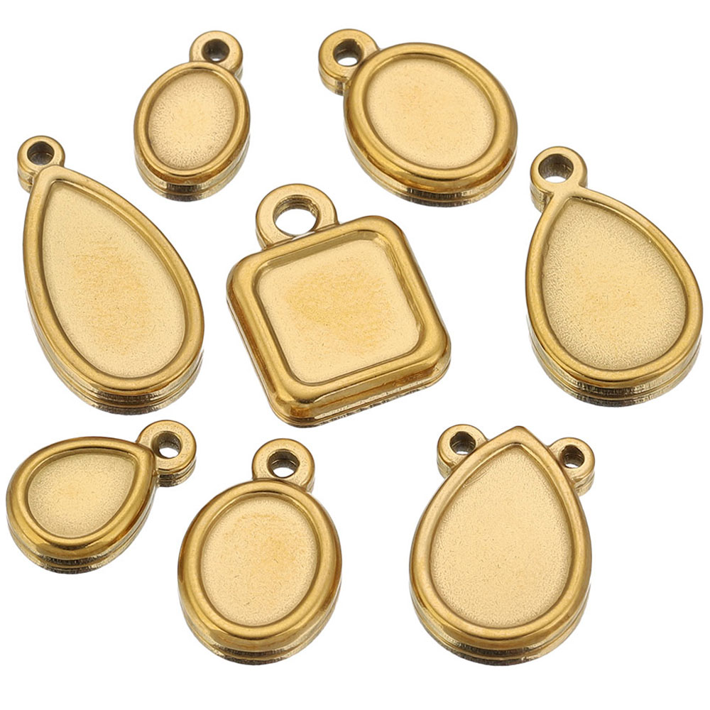 Resin Art Handmade - 5pcs Stainless Steel Square Drop Round