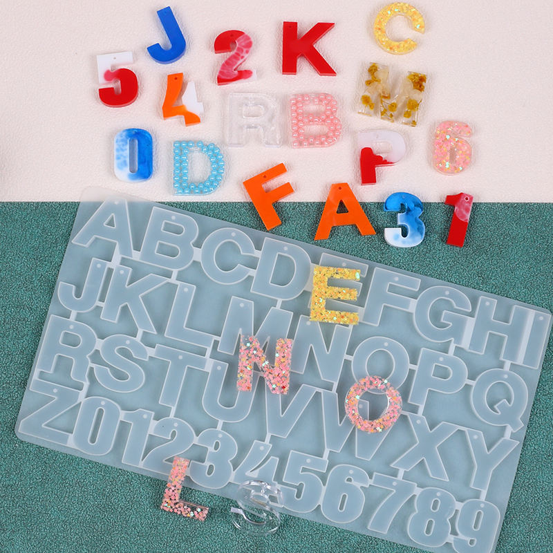 Resin Art Alphabet - Letter Number Keychain Silicone Mold with