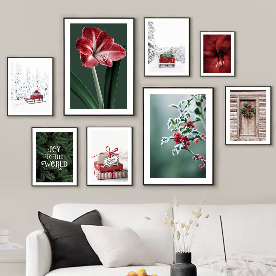 Resin Art Images - Poster Christmas Sleigh Red Marigold Cedar