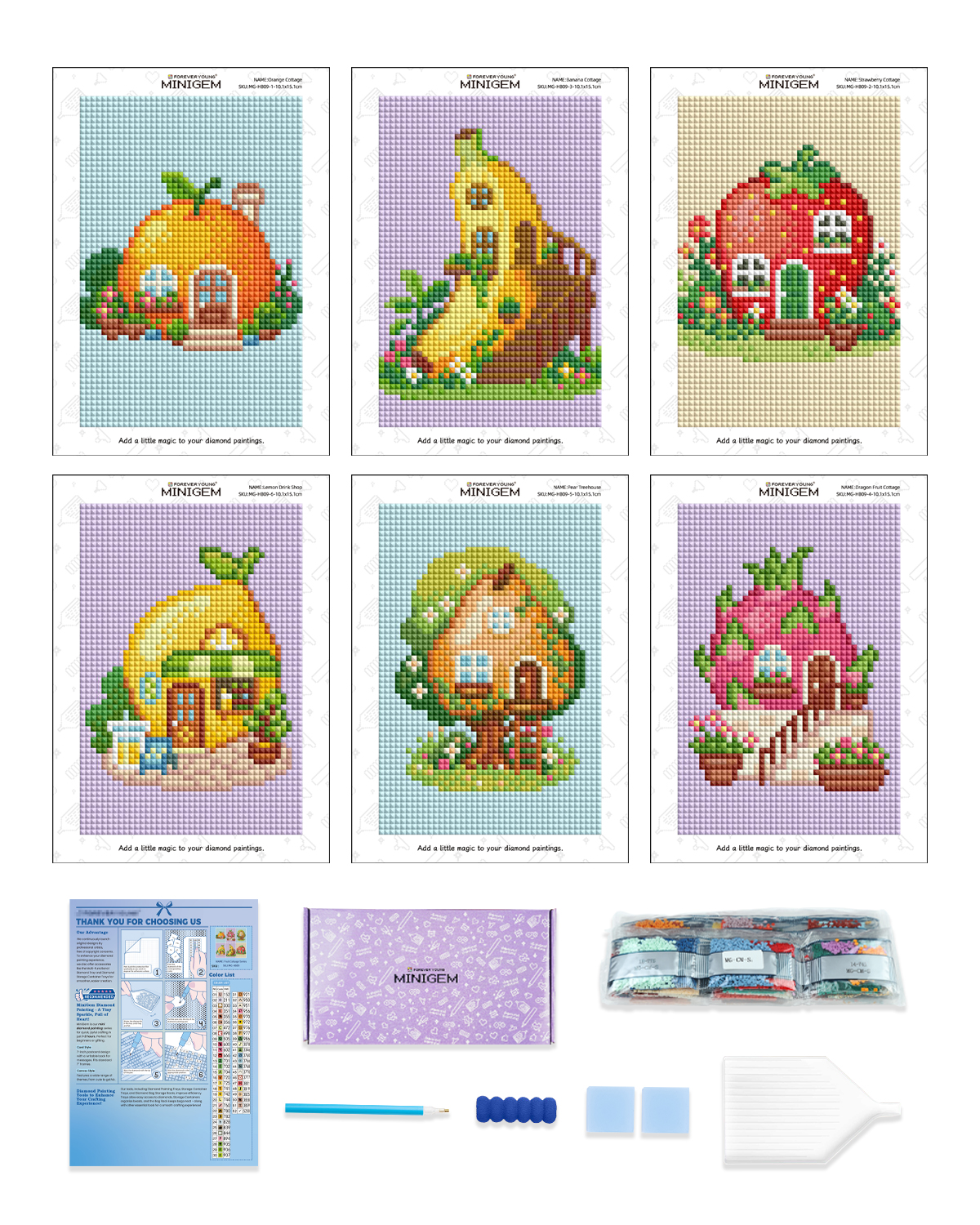 Resin Art For Beginner - Forever Young Minigem 6PCS Fruit Cottage