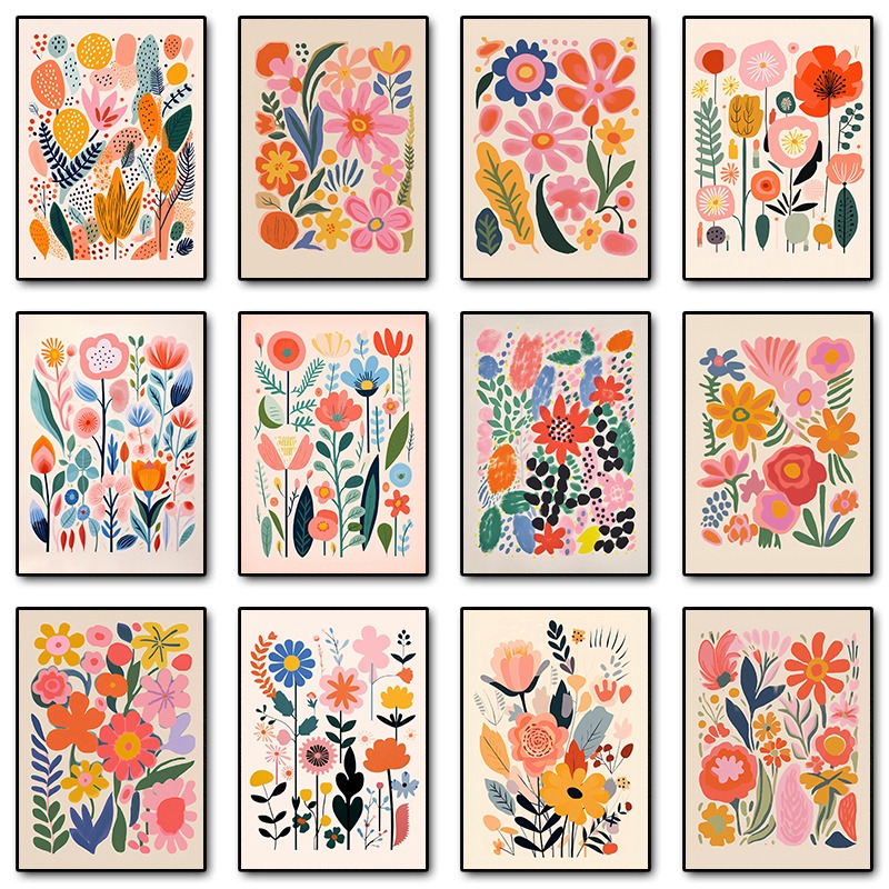 Resin Art Flowers - Vintage Mid Century Floral Illustration Posters