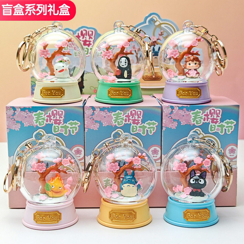 Resin Art Case - Hayao Miyazaki Keychain Cherry Blossom Anime