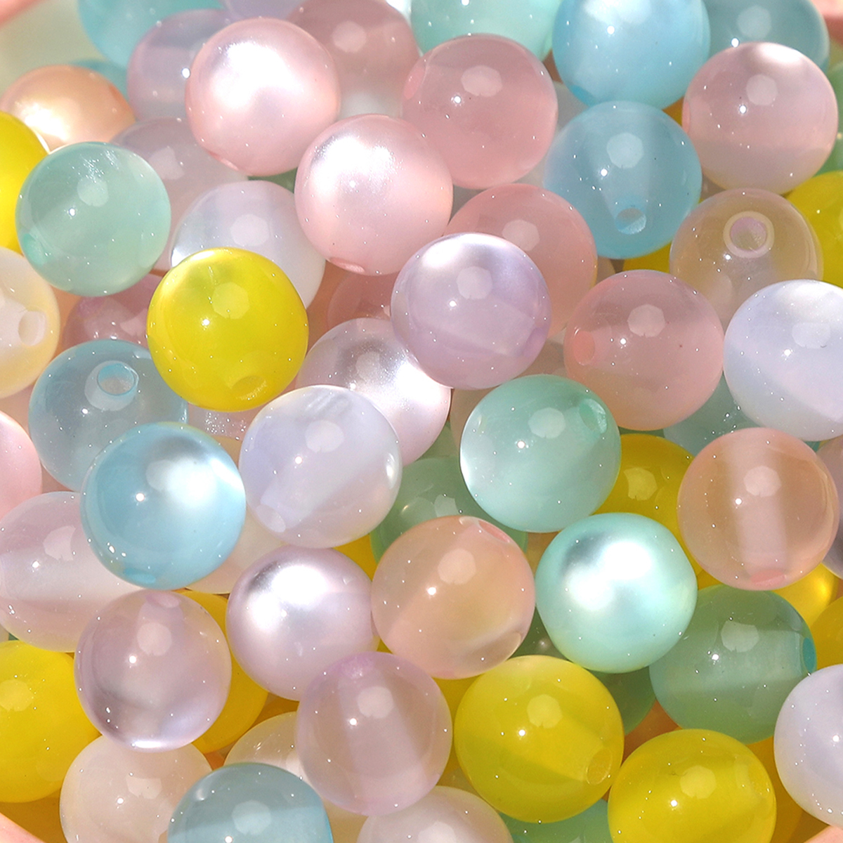 Resin Art Handmade - 30/60pcs 10mm Colorful Resin Cat Eye