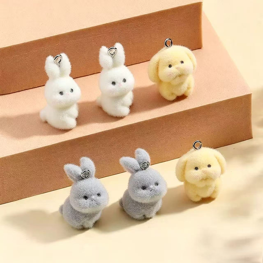 Resin Art Supplies Near Me - 10pcs Flocking Little Rabbit Resin Charms