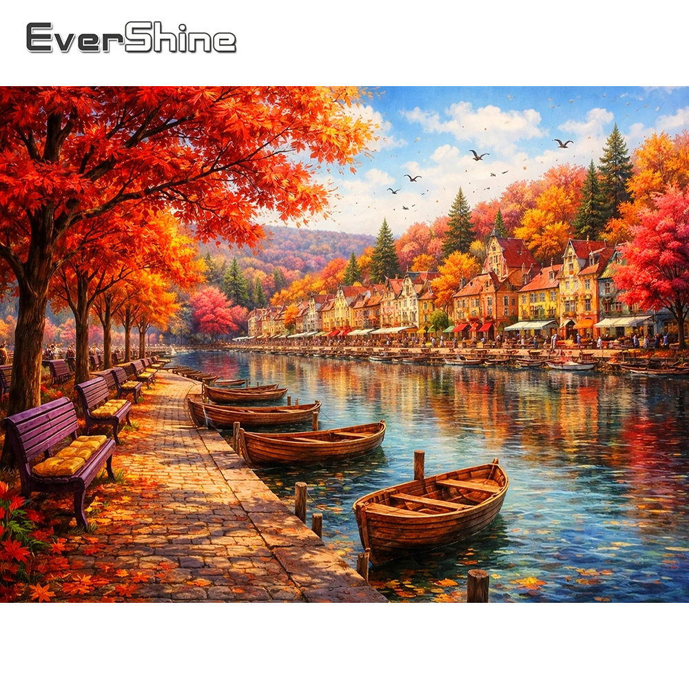 Resin Art For Beginner - Evershine Diamond Mosaic House Landscape Cross