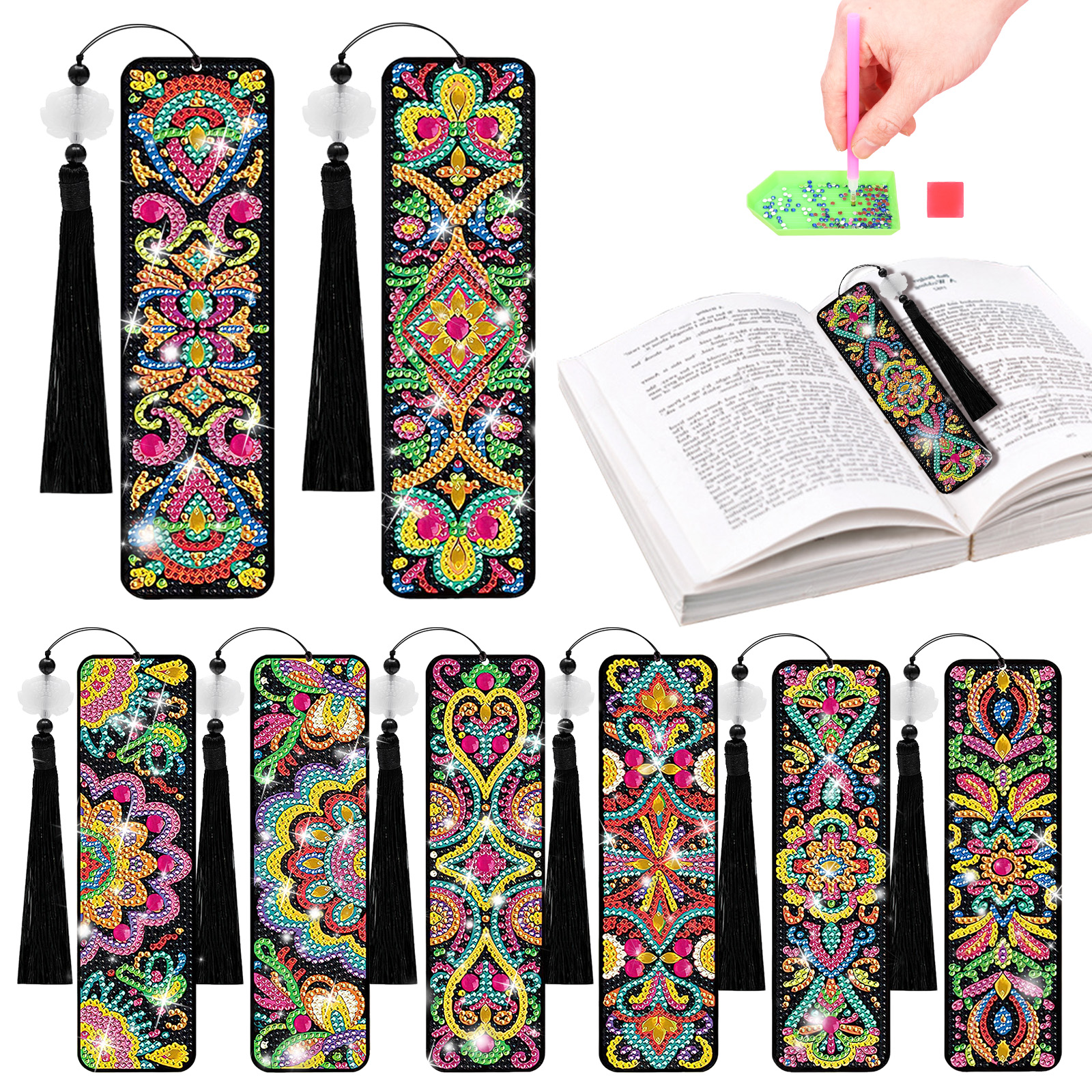 Resin Art Bookmark - 8 Pcs Diamond Art Bookmarks Kits