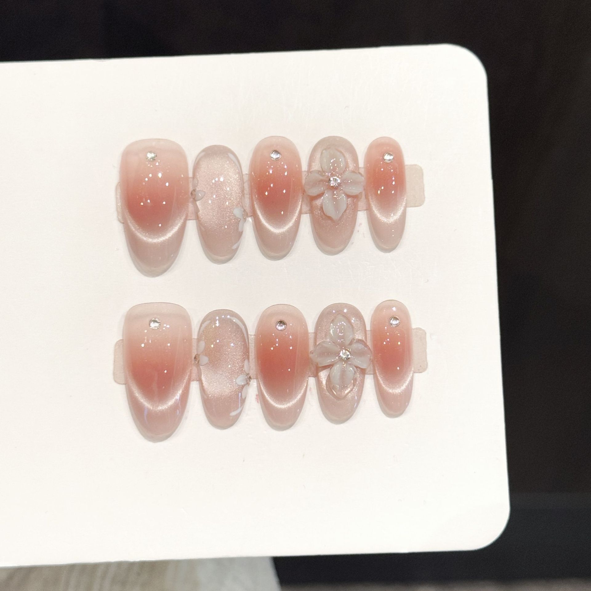 Resin Art Flowers - 10pcs Handmade Press On Nails Ice