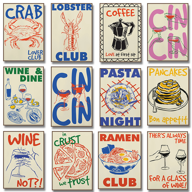 Resin Art Wall - Trendy Coffee Cheers Print Posters Retro