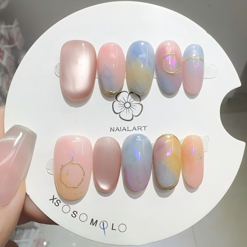 10PCS Press on Nails Handmade  - Resin Art Online 评论和价格