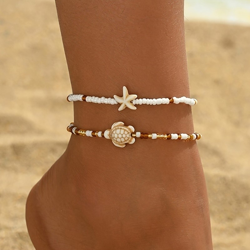 2pcs Brown Starfish And Turtle - Resin Art Beach Theme 评论和价格