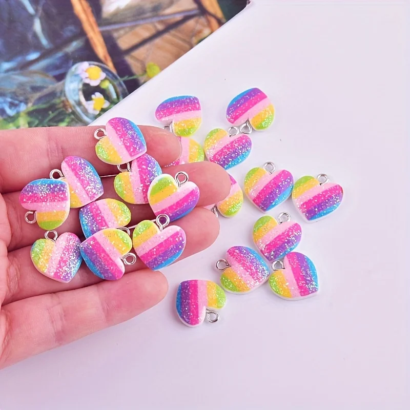 10Pcs Colorful Heart Resin Cha - Resin Art Supplies Near Me 评论和价格