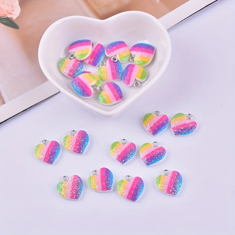 10Pcs Colorful Heart Resin Cha - Resin Art Supplies Near Me 评论和价格