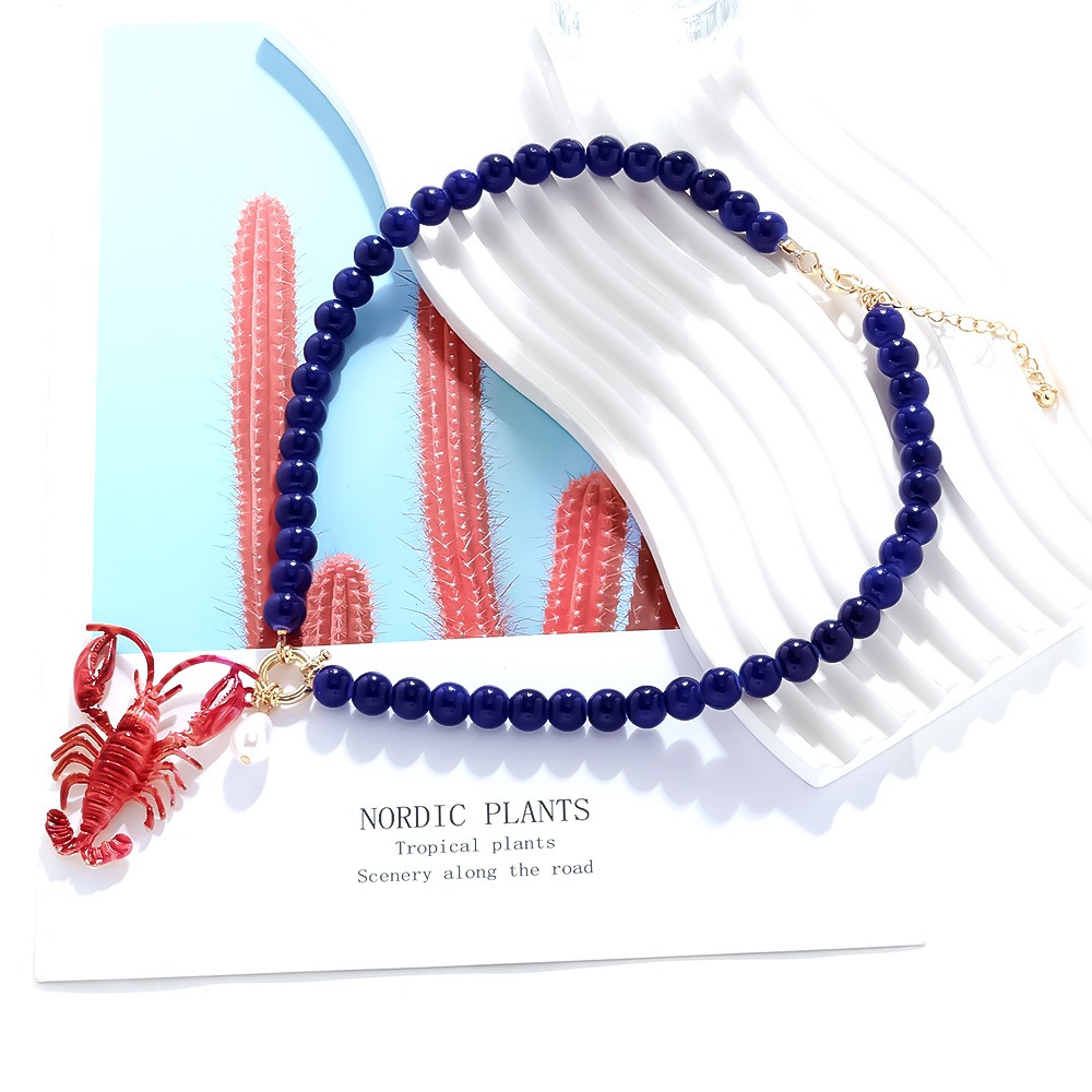 New Bohemian Lobster Bead Neck - Resin Art Beach Theme 评论和价格
