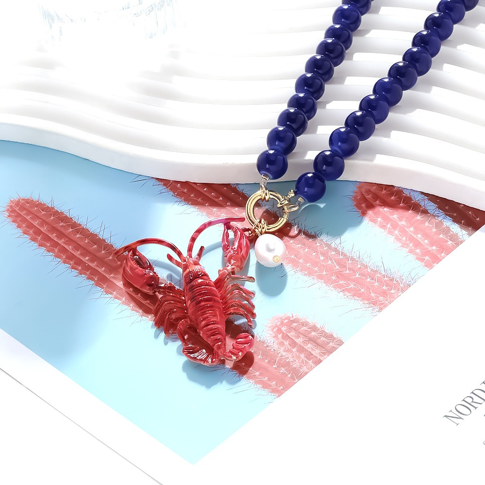 New Bohemian Lobster Bead Neck - Resin Art Beach Theme 评论和价格