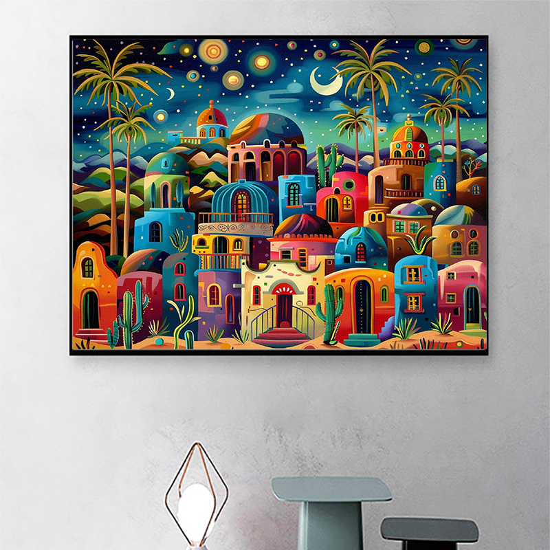 Frameless,Night View 5D Diamon - Resin Art Wall 评论和价格