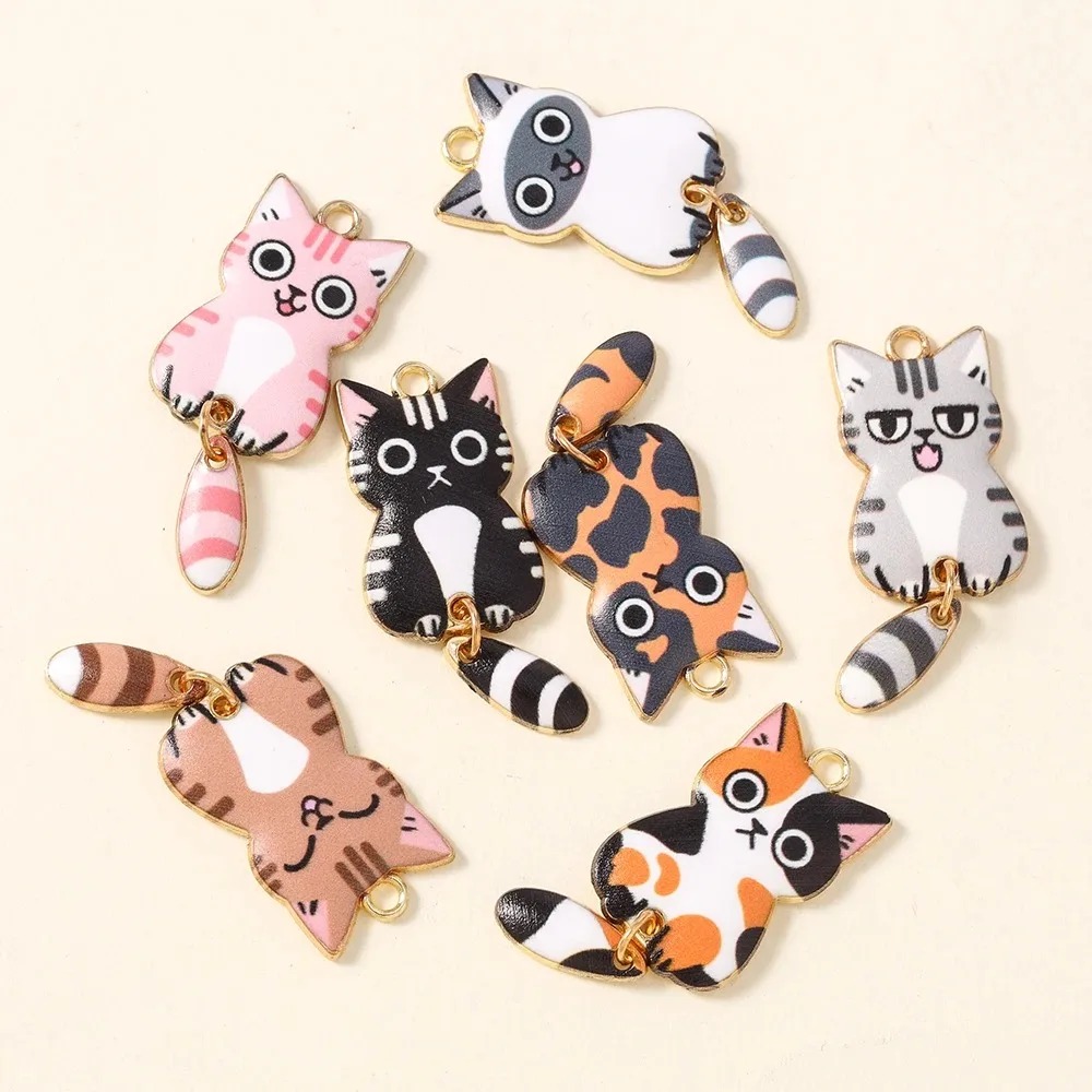 10Pcs 16×39mm Cute Cartoon Cat - Resin Art Handmade 评论和价格