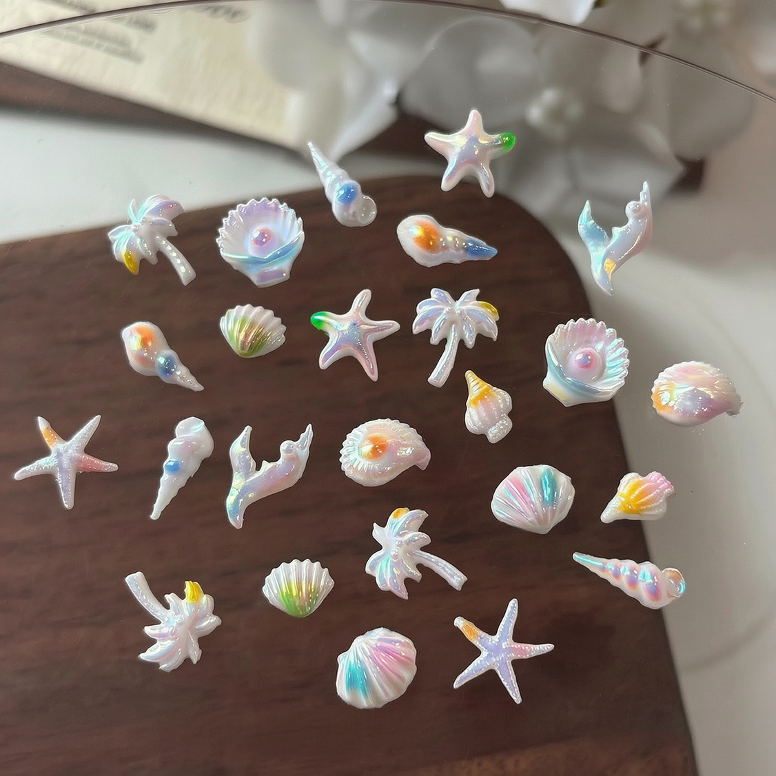 50pc Summer Beach Nail Rhinest - Resin Art Beach Theme 评论和价格