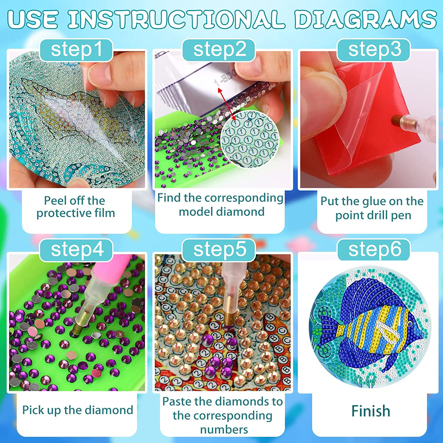 RUOPOTY 8pc/sets Diamond Paint - Resin Art For Beginner 评论和价格