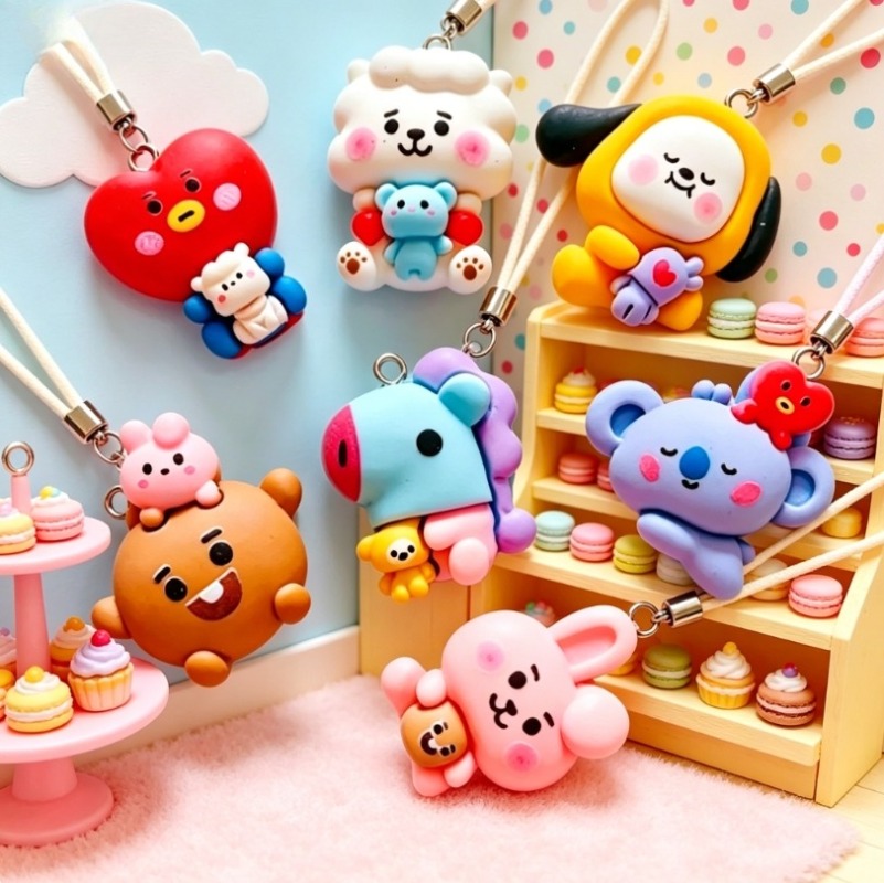 7pcs BT21 Resin Cartoon Charm  - Resin Art Handmade 评论和价格