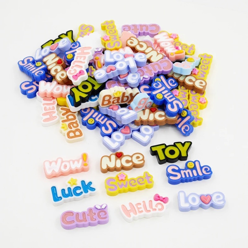 10Pcs Cute Flat Back Wow Luck  - Resin Art Alphabet 评论和价格