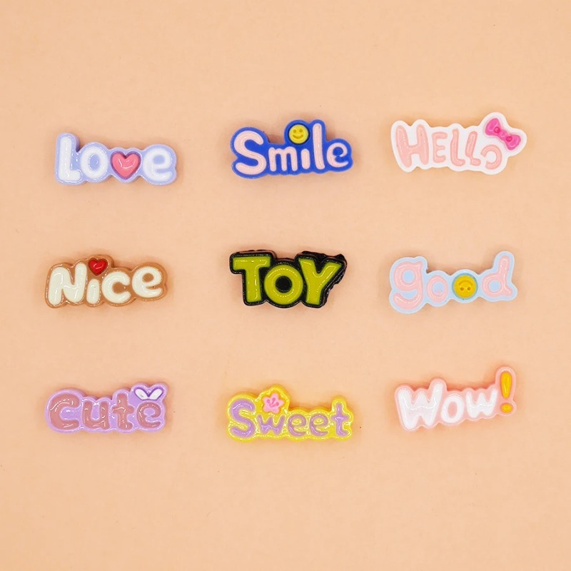 10Pcs Cute Flat Back Wow Luck  - Resin Art Alphabet 评论和价格