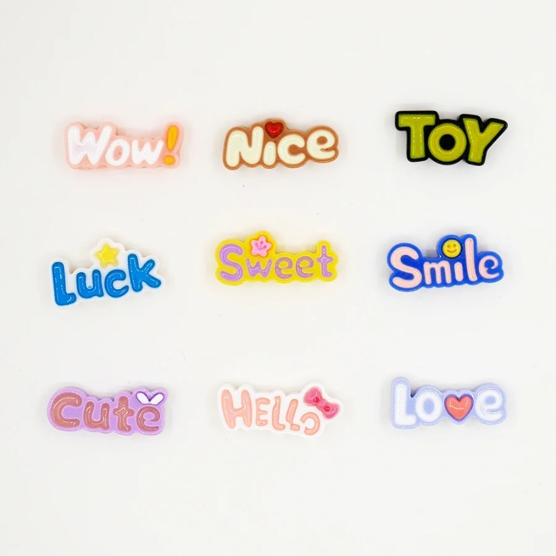 10Pcs Cute Flat Back Wow Luck  - Resin Art Alphabet 评论和价格