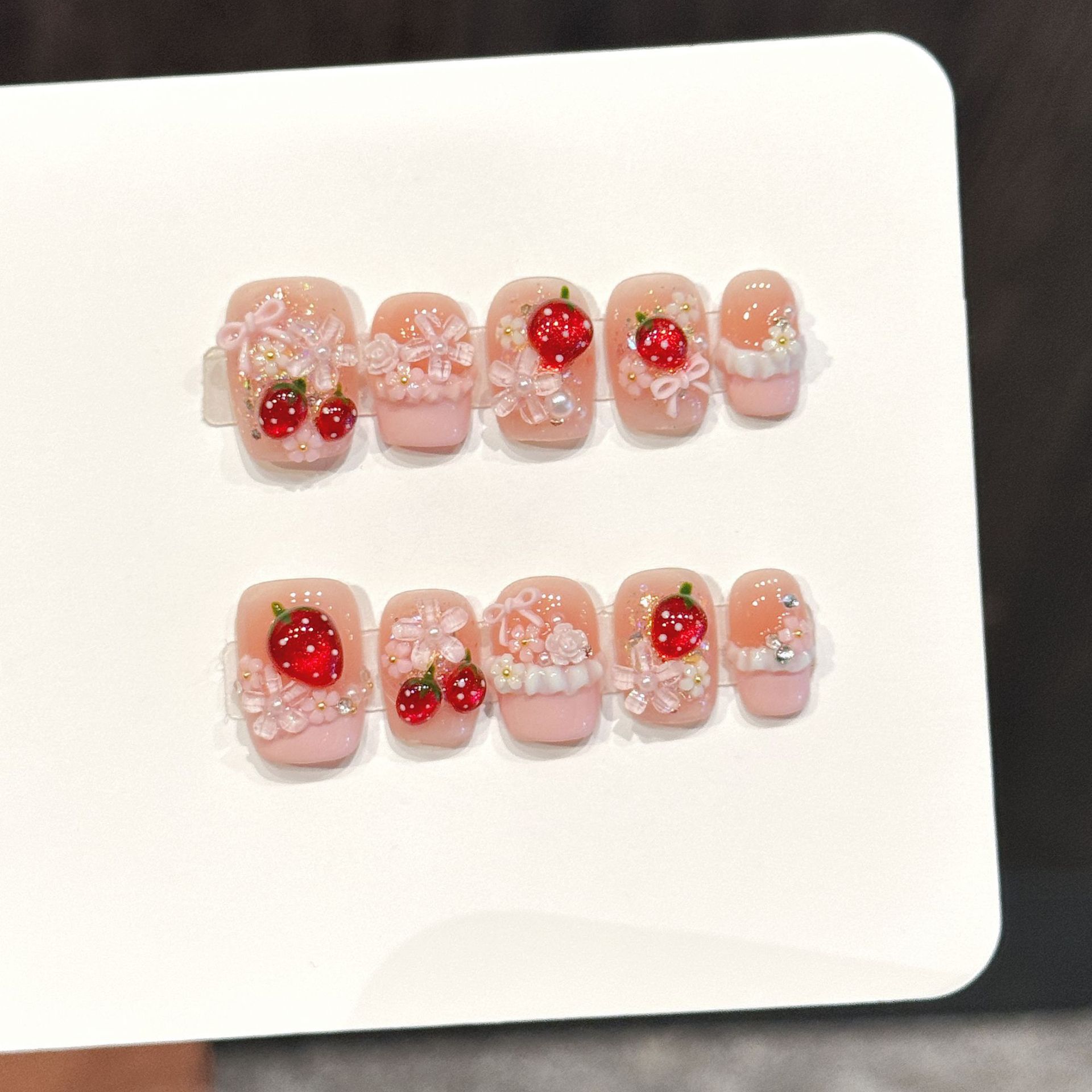 10pcs Cute Red Strawberry Pres - Resin Art Flowers 评论和价格