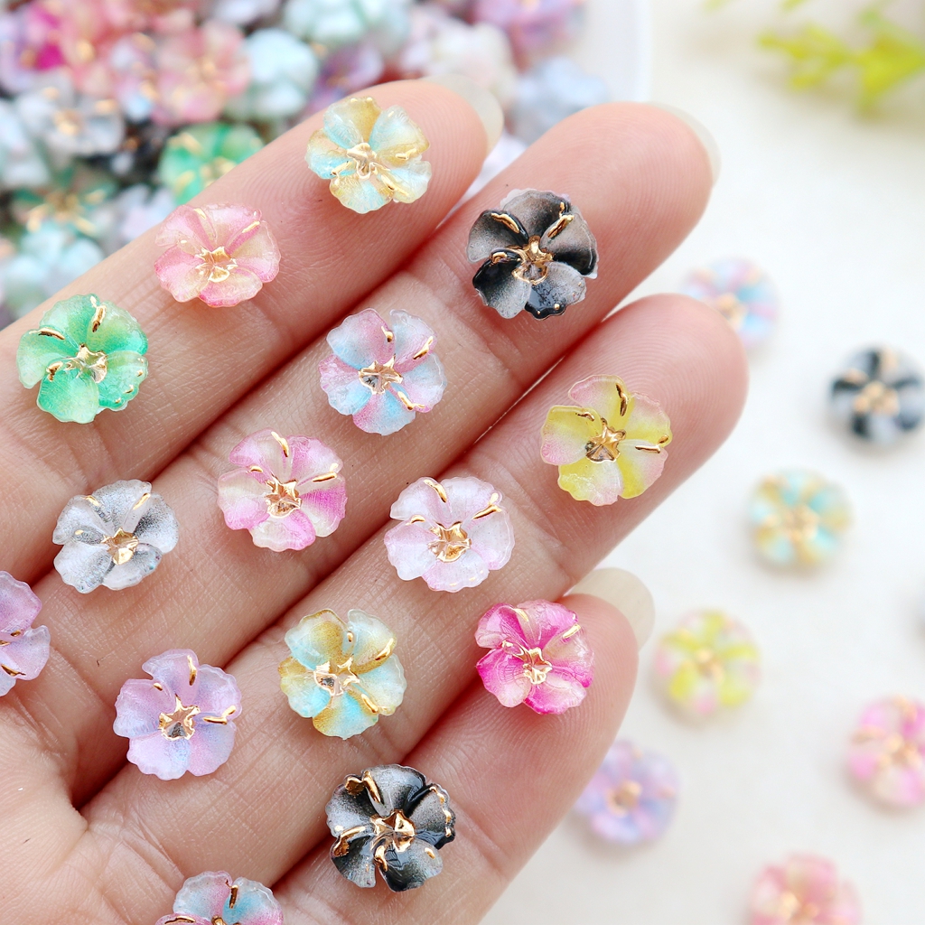 30pcs Mini Resin Flower Caboch - Resin Art Flowers 评论和价格