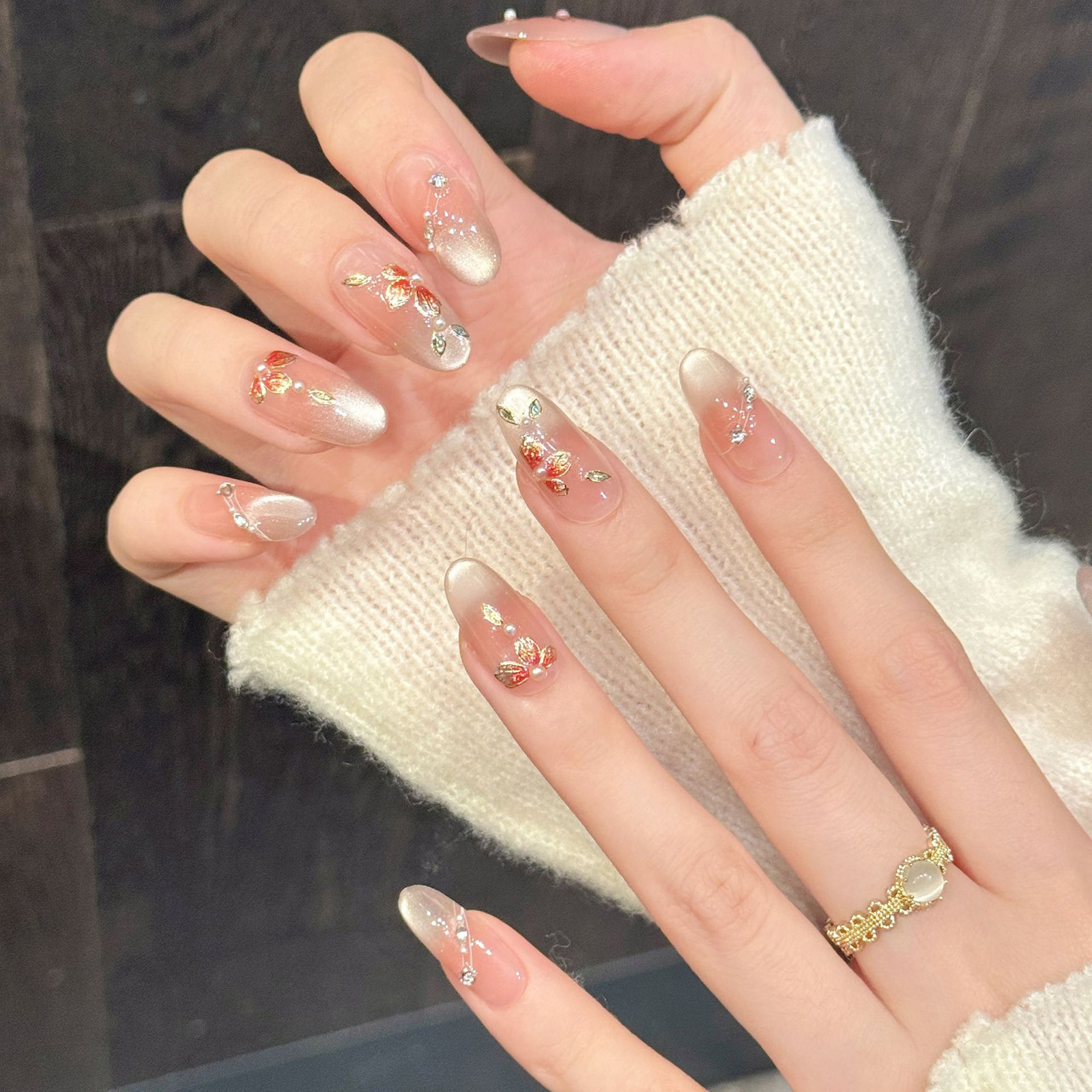 10pcs Handmade Fake Nails Pres - Resin Art Flowers 评论和价格