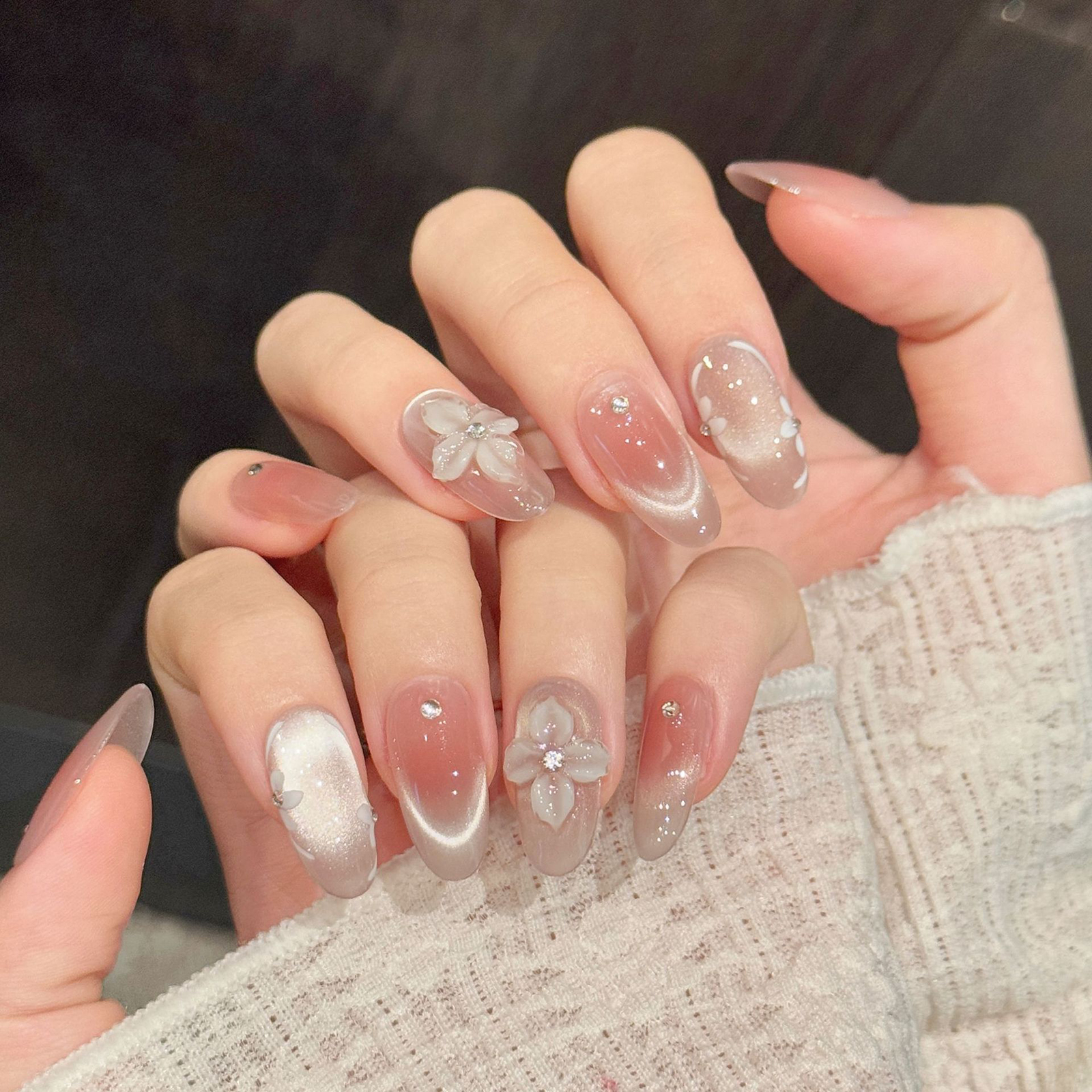 10pcs Handmade Press On Nails  - Resin Art Flowers 评论和价格