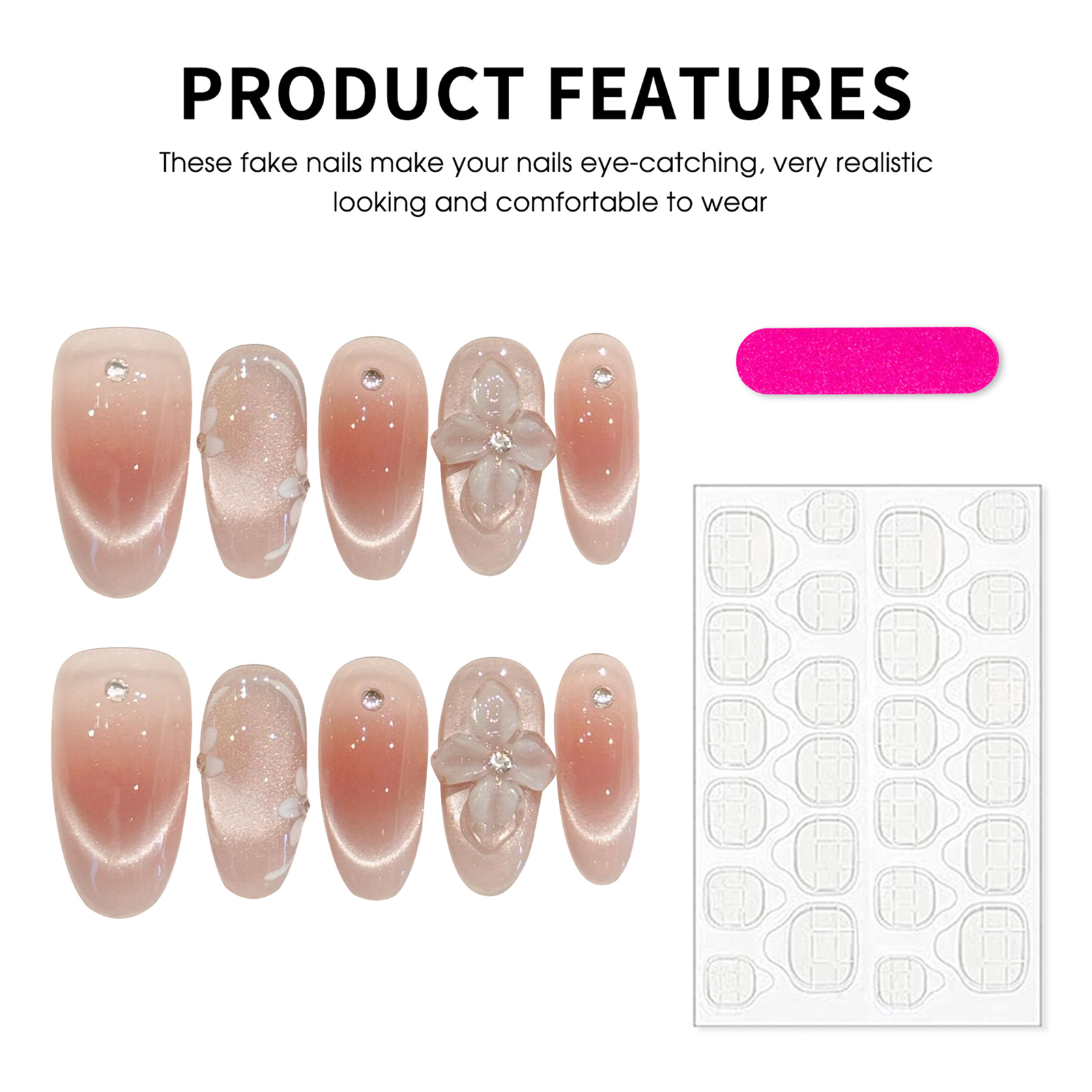 10pcs Handmade Press On Nails  - Resin Art Flowers 评论和价格
